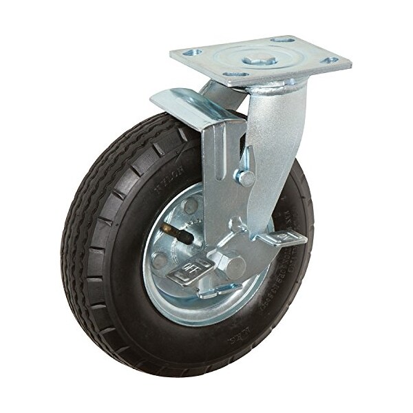 10"x3.5" Swivel W/ Brake Pneumatic Caster, 4 PLY, 350 LBS Capac